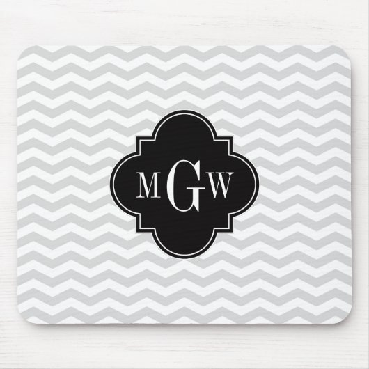 lt Grau Welches Zickzack schwarze Quatrefolie 3 Mo Mousepad (Vorne)