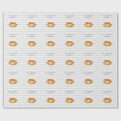 Lt Grau White Zickzack, Gold Lipstick Kiss Geschenkpapier (Flach)