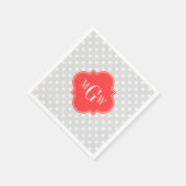 Lt graues Weiß punktiert korallenrotes rotes Serviette (Ecke)