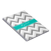 Lt Gray Med Grau Weiße Zickzack Aquamarine Bezeich Notizblock (Rechte Seite)