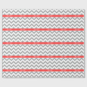 Lt Gray Med Gray White Zickzack Coral Name Monogra Geschenkpapier (Flach)