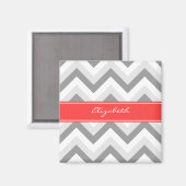 Lt Gray Med Gray White Zickzack Coral Name Monogra Magnet (Vorderseite/Rückseite)