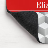 Lt Gray Welch 3D sieht Cubes Red Name Monogram aus Mousepad (Ecke)