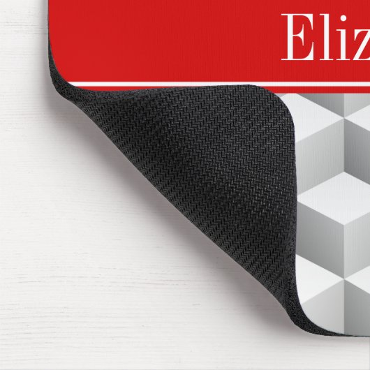 Lt Gray Welch 3D sieht Cubes Red Name Monogram aus Mousepad (Ecke)
