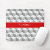 Lt Gray Welch 3D sieht Cubes Red Name Monogram aus Mousepad (Mit Mouse)
