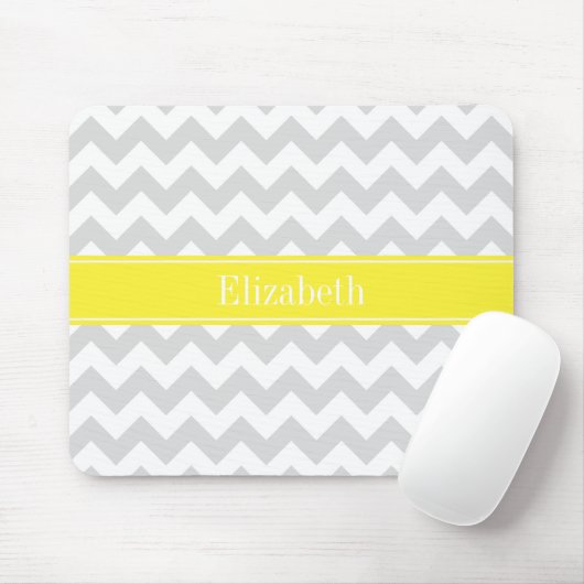 Lt Gray Welch Zickzack Gelbe Bezeichnung Monogramm Mousepad (Mit Mouse)