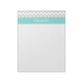 Lt Gray Welch Zickzack ZigZag Aqua Name Monogramm Notizblock (Rotiert)