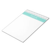Lt Gray Welch Zickzack ZigZag Aqua Name Monogramm Notizblock (angewinkelt)
