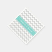 Lt Gray Welch Zickzack ZigZag Aqua Name Monogramm Serviette (Ecke)