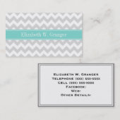 Lt Gray Welch Zickzack ZigZag Aqua Name Monogramm Visitenkarte (Vorne/Hinten)