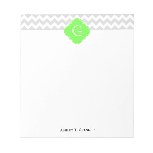 Lt Gray Welch Zickzack ZigZag Limon Quatrefolie Mo Notizblock (Vorderseite)