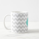 Lt Gray Welches Zickzack Aqua-Quatrefolie 3 Monogr Kaffeetasse (Links)