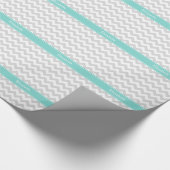 Lt Gray Welches Zickzack Aqua Turquoise Name Monog Geschenkpapier (Ecke)