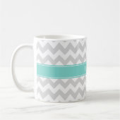 Lt Gray Welches Zickzack Aqua Turquoise Name Monog Kaffeetasse (Links)