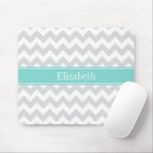 Lt Gray Welches Zickzack Aqua Turquoise Name Monog Mousepad (Mit Mouse)