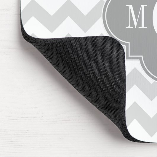 Lt Gray Welches Zickzack graue Quatrefolie 3 Monog Mousepad (Ecke)