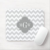Lt Gray Welches Zickzack graue Quatrefolie 3 Monog Mousepad (Mit Mouse)