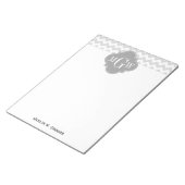 Lt Gray Welches Zickzack graue Quatrefolie 3 Monog Notizblock (angewinkelt)