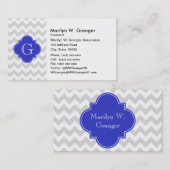 Lt Gray Welches Zickzack Kobalt-Quatrefolienmonogr Visitenkarte (Vorne/Hinten)