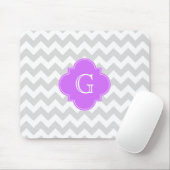 Lt Gray Welches Zickzack Lilac Quatrefolie Monogra Mousepad (Mit Mouse)