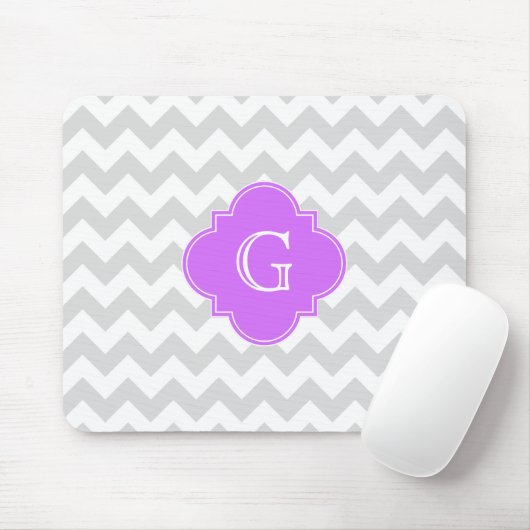 Lt Gray Welches Zickzack Lilac Quatrefolie Monogra Mousepad (Mit Mouse)