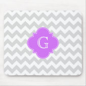 Lt Gray Welches Zickzack Lilac Quatrefolie Monogra Mousepad (Vorne)