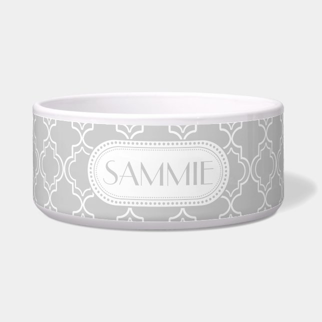 Lt Gray | White Marokcan Trellis Monogram Napf (Vorderseite)