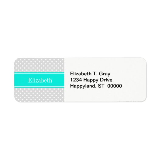 Lt Gray White Polka Dots Brt Aqua Ribbon Monogram (Vorne)