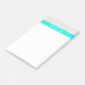Lt Gray White Polka Dots Brt Aqua Ribbon Monogram Post-it Klebezettel (angewinkelt)