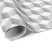 Lt Gray White Shaded 3D Look Cubes Geschenkpapier (Rolleneckpunkt)