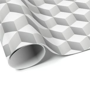 Lt Gray White Shaded 3D Look Cubes Geschenkpapier