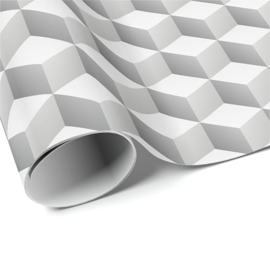 Lt Gray White Shaded 3D Look Cubes Geschenkpapier (Rolleneckpunkt)