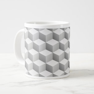 Lt Gray White Shaded 3D Look Cubes Jumbo-Tasse
