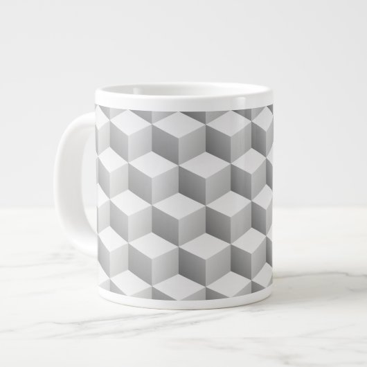 Lt Gray White Shaded 3D Look Cubes Jumbo-Tasse (Vorderseite Links)