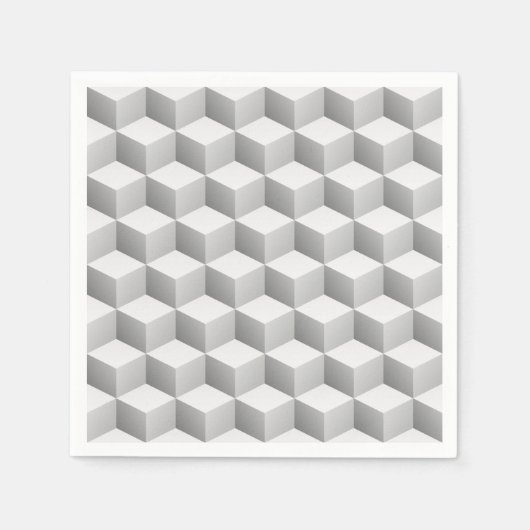 Lt Gray White Shaded 3D Look Cubes Serviette (Vorderseite)