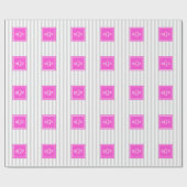 Lt Gray White Strip Hot Pink Square 3 Monogramm Geschenkpapier (Flach)