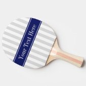 Lt Gray White Strip Navy Blue Name Monogram Tischtennis Schläger (Seitenansicht)