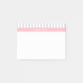 Lt Gray White Strip Pink Name Monogram Post-it Klebezettel (Vorderseite)
