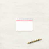 Lt Gray White Strip Pink Name Monogram Post-it Klebezettel (Auf Schreibtisch)