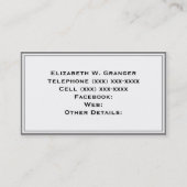 Lt Gray White Strip Pink Name Monogram Visitenkarte (Rückseite)