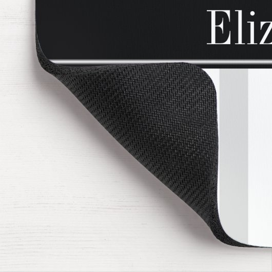 Lt Gray White Stripe Black Name Monogram Mousepad (Ecke)