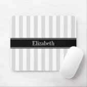 Lt Gray White Stripe Black Name Monogram Mousepad (Mit Mouse)
