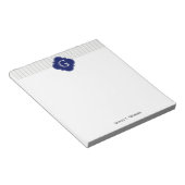 Lt Gray Whneven Stripe Navy Quatrefolienmonogramm Notizblock (angewinkelt)