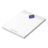 Lt Gray Whneven Stripe Navy Quatrefolienmonogramm Notizblock (Rotiert)