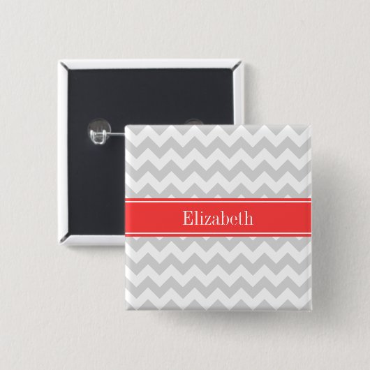 Lt Gray Wht Chevron Cornname Monogram Button (Vorne & Hinten)