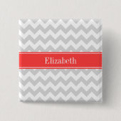 Lt Gray Wht Chevron Cornname Monogram Button (Vorderseite)