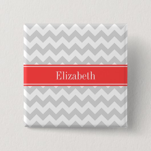 Lt Gray Wht Chevron Cornname Monogram Button (Vorderseite)