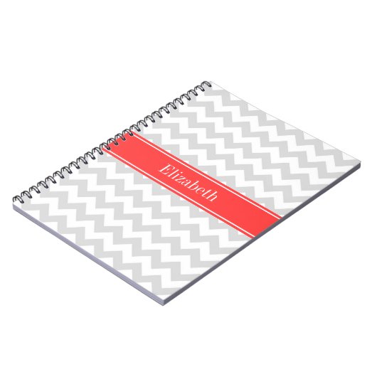 Lt Gray Wht Chevron Cornname Monogram Notizblock (Linke Seite)