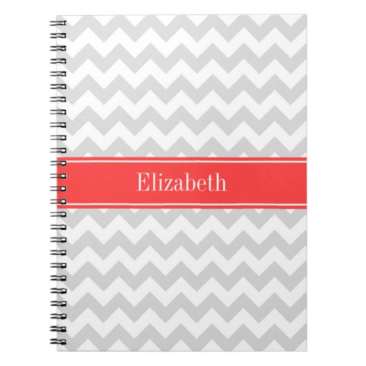 Lt Gray Wht Chevron Cornname Monogram Notizblock (Vorderseite)