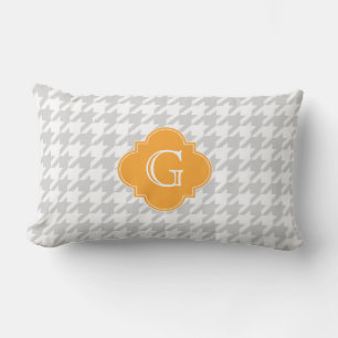 Lt Gray Wht Houndstooth Monogram Label für Cantalo Lendenkissen